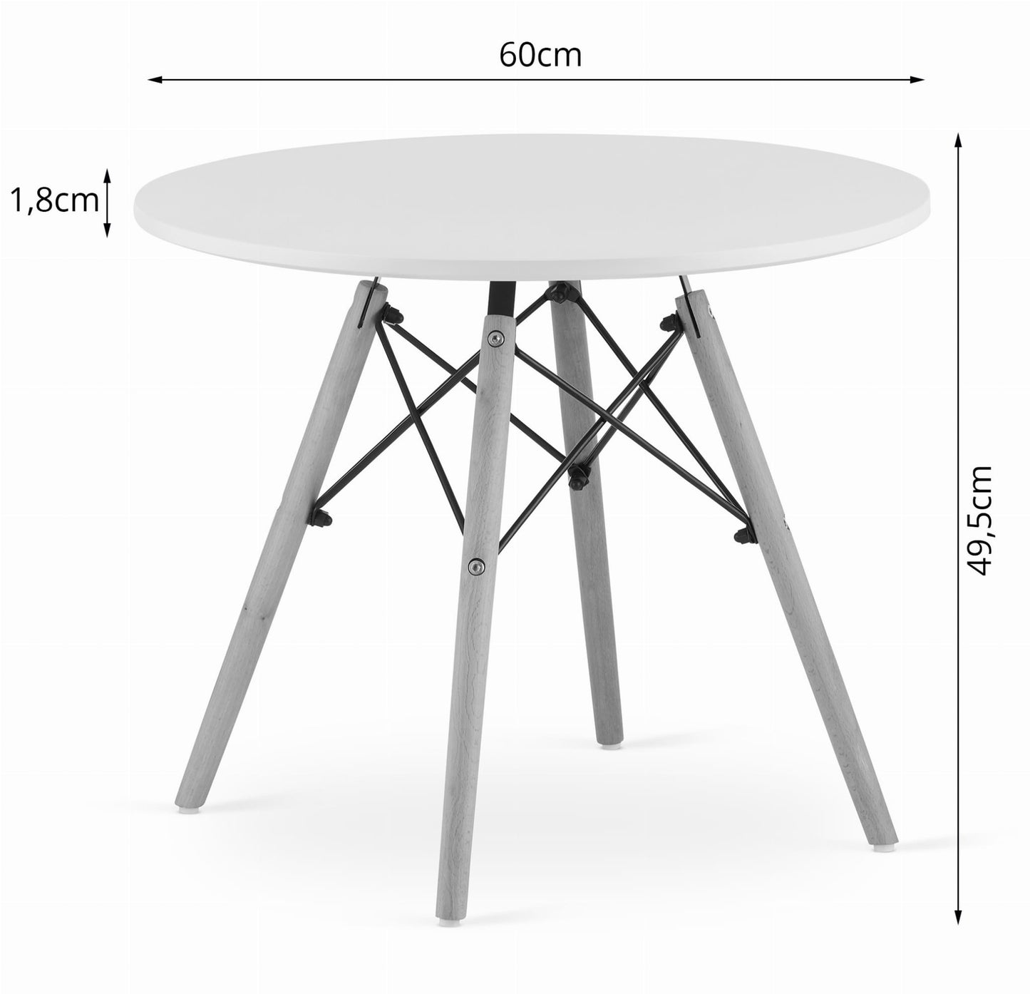 Ümarlaud MAKSI  60cm - Valge - Tasuta saatmine kulleriga