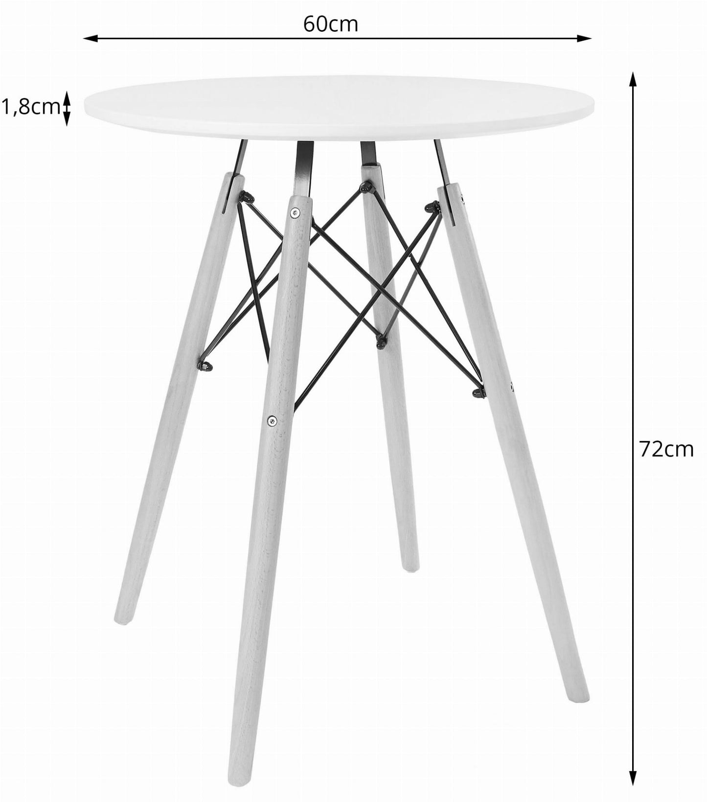 Ümarlaud TODI  60cm - valge - Tasuta saatmine kulleriga