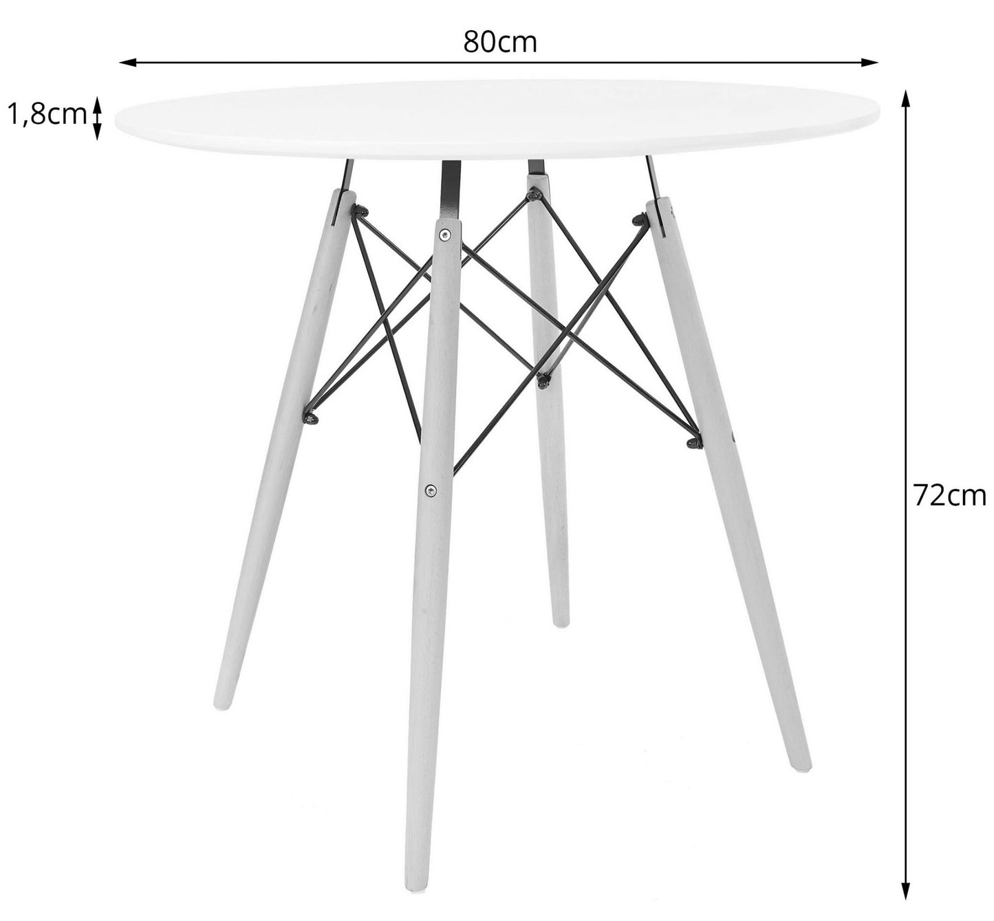 Ümarlaud TODI 80cm - valge - Tasuta saatmine kulleriga