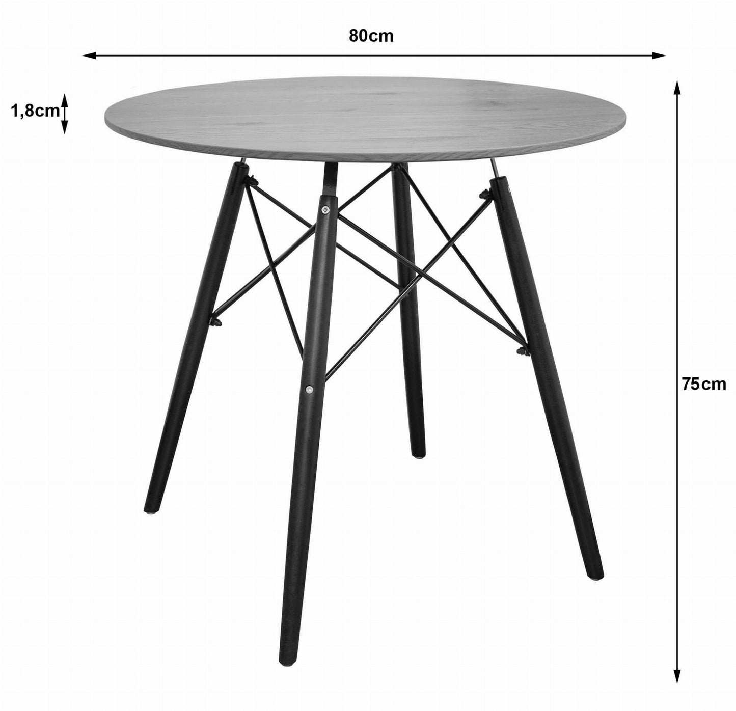 Ümarlaud TODI 80cm - tuhk - Tasuta saatmine kulleriga