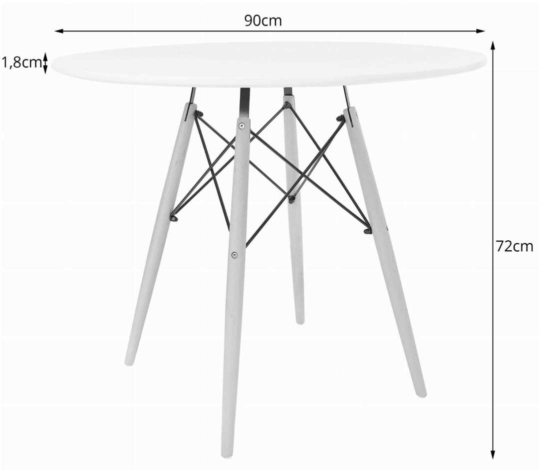 Ümarlaud TODI 90cm - valge - Tasuta saatmine kulleriga